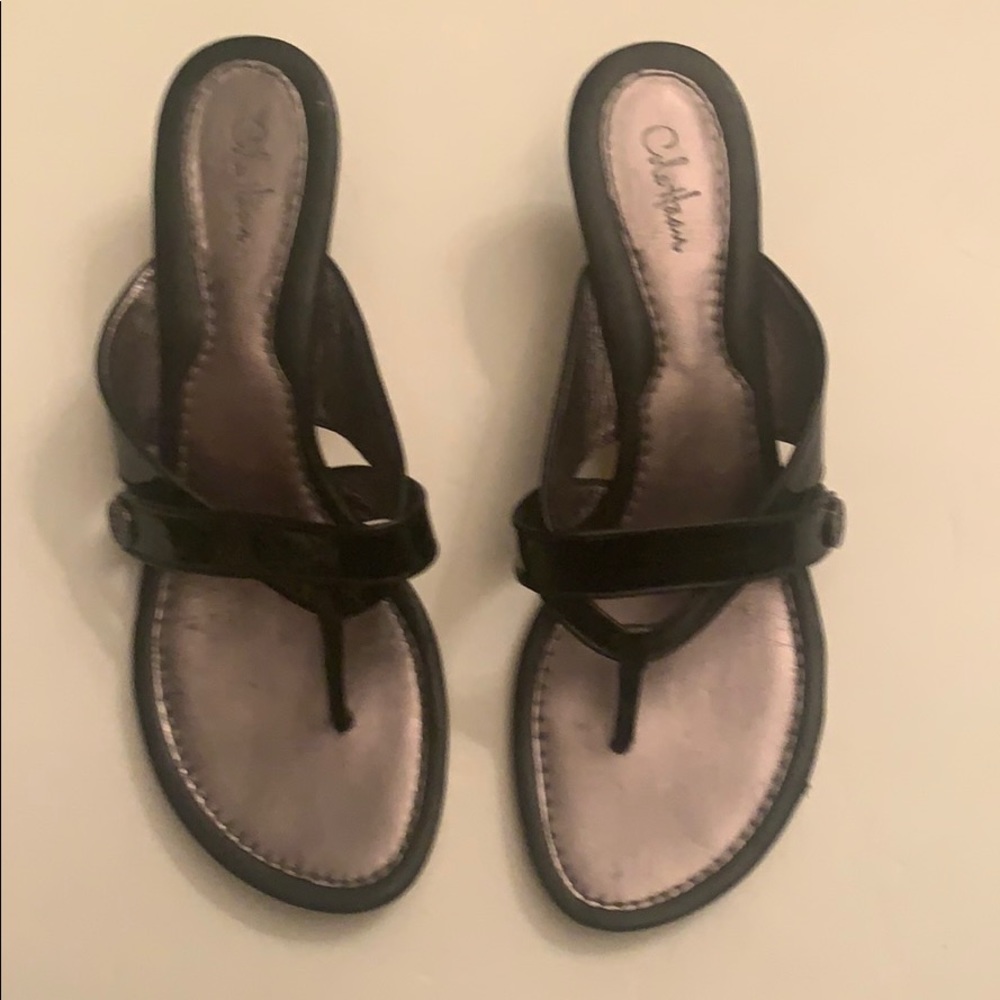 Kitten heel black patent Cole Haan Sandals